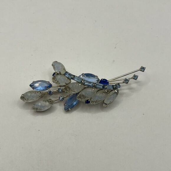Verified Juliana Elegant Silver and Blue Brooch with single earring - Picture 1 of 5